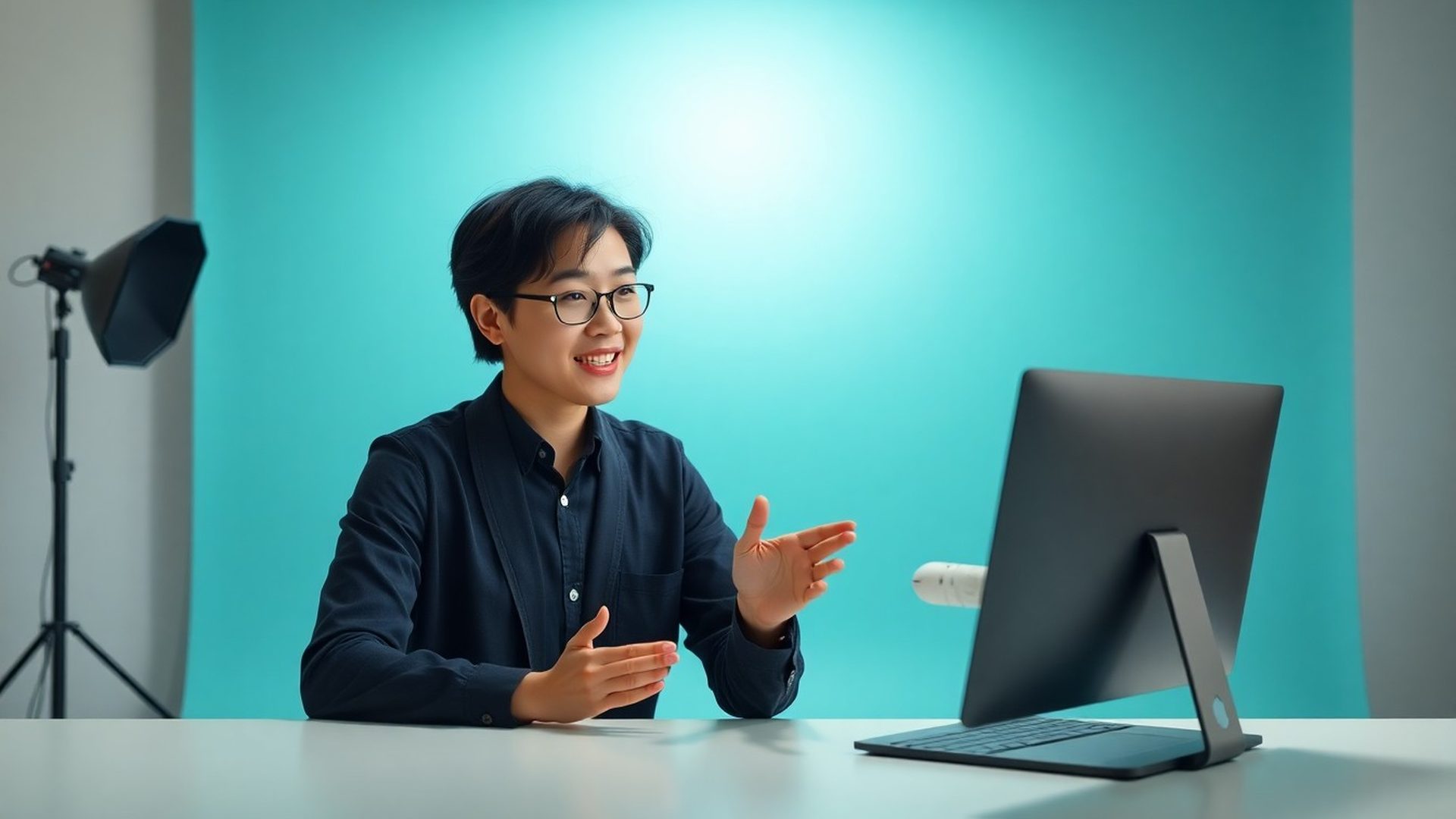 온라인 강의 자료를 제시하는 한국인 전문가 강사